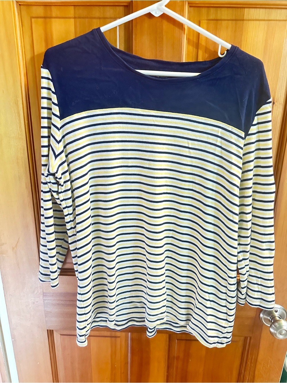 Kim Rogers Navy and Cream Striped Long-Sleeve Top